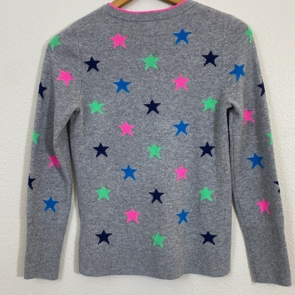 Halogen 100% Cashmere Star print sweater heather grey with bright stars size XS - Picture 2 of 7